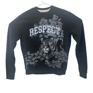 NWT Blind Rooster Respect Tiger Graphic Print Crewneck Pullover Sweatshirt Small